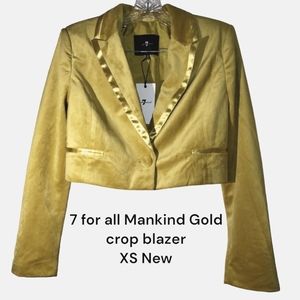 7FAM Crop Blazer Faux Suede Gold XS Nwt